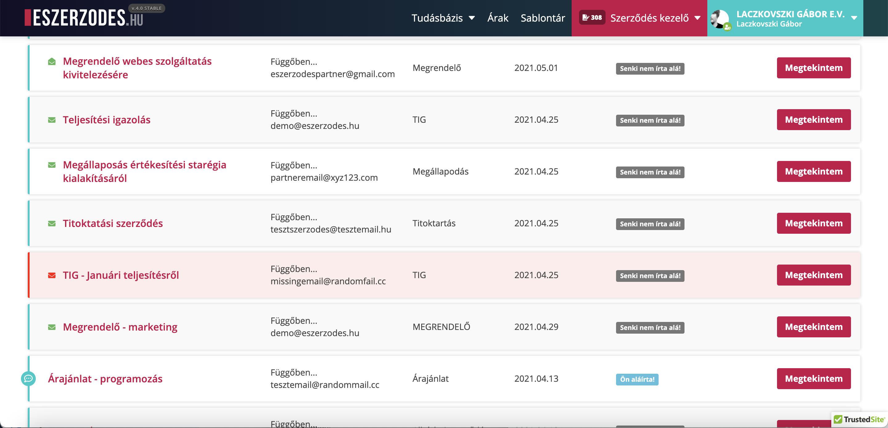 Feedback imediato das notificações por correio eletrónico